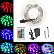 Rgb conduziu a luz de tira 2/3/5/10 m smd2835 dc12v + 24 teclas controle remoto ir eua/ue plug kit completo tiras iluminação decoração da casa interior