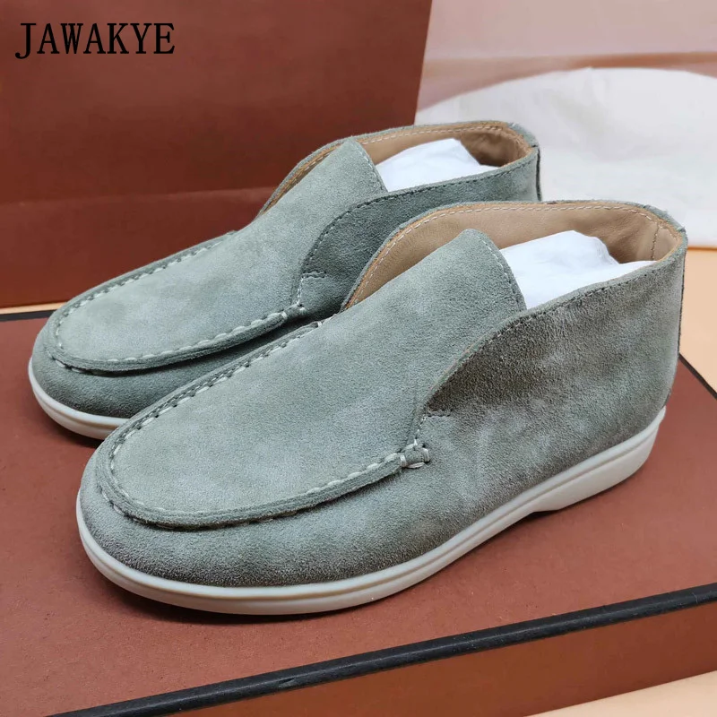 new-arrival-children's-flats-comfort-suede-high-top-unisex-footwear-round-toe-slip-on-students'-ballets-leisure-dress-loafers