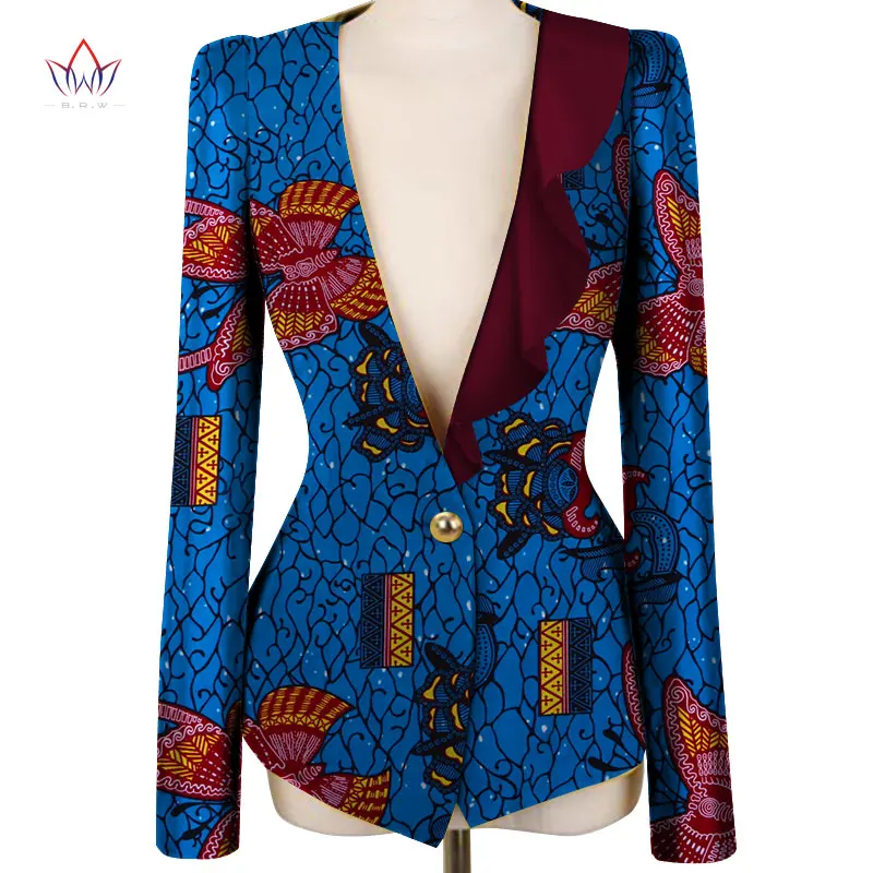 Африканская одежда для женщин, куртка для женщин, пальто для женщин, цветная модная одежда с длинным рукавом без воротника WY3814 - Цвет: 2