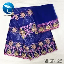 LIULANZHI Африканский Базен кружевной ткани Лидер продаж Нигерия Базен хлопок ткань с бисером 5+ 2 ярдов синий Базен getzner ткань ML6B122