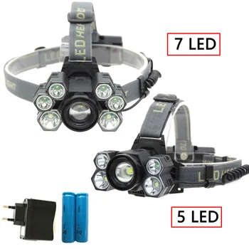 

5 LED 7 LED Headlight XML T6 XPE LED Headlamp Rechargeable Waterproof Head Light Camping Fishing Torch Lanterna Lamps Flashligh