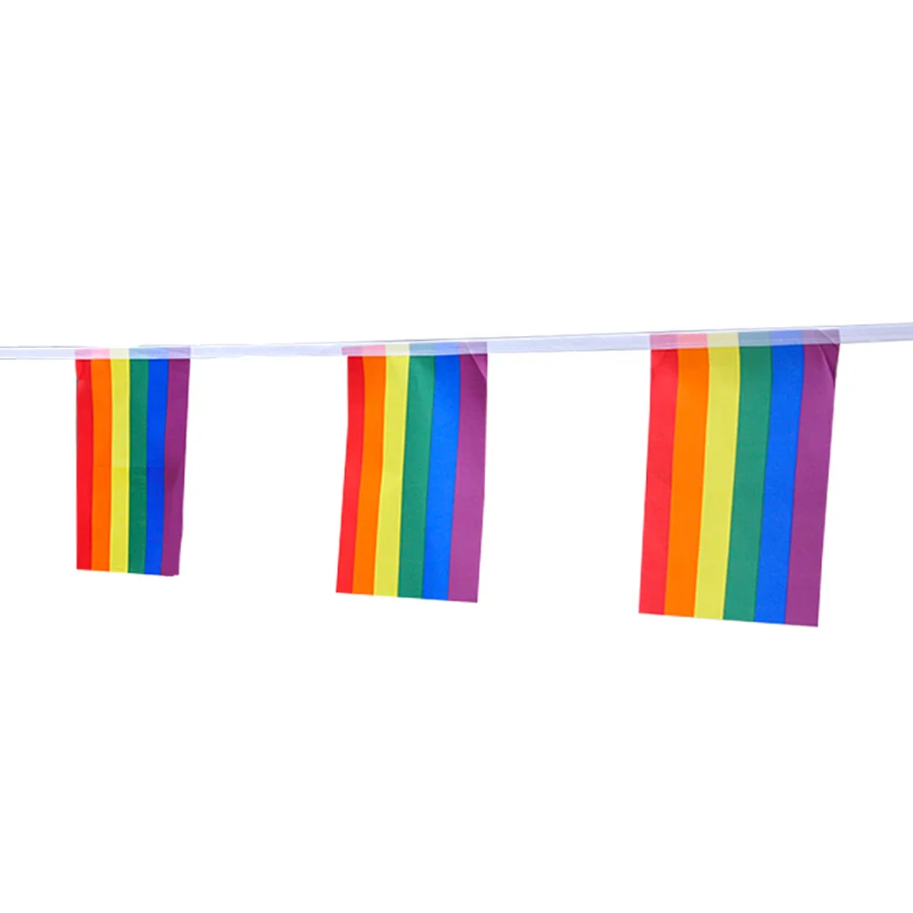Rainbow String Flags 20pcs/set Rainbow Peace Flags Banner Pride Lesbian Gay Parades String Flags Decor