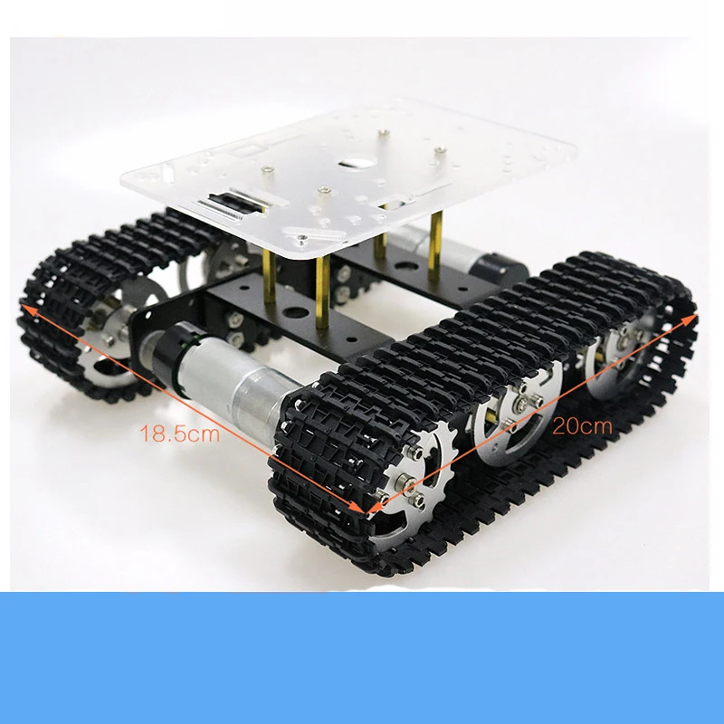 Mini T100 Metal Smart Crawler Robot Tank Chassis High Torque Motor Free Acrylic Panel DIY Compatible With Raspberry Pi / Arduino Mini T100 Metal Smart Crawler Robot Tank Chassis High Torque Motor Free Acrylic Panel DIY Compatible With Raspberry Pi / Arduino