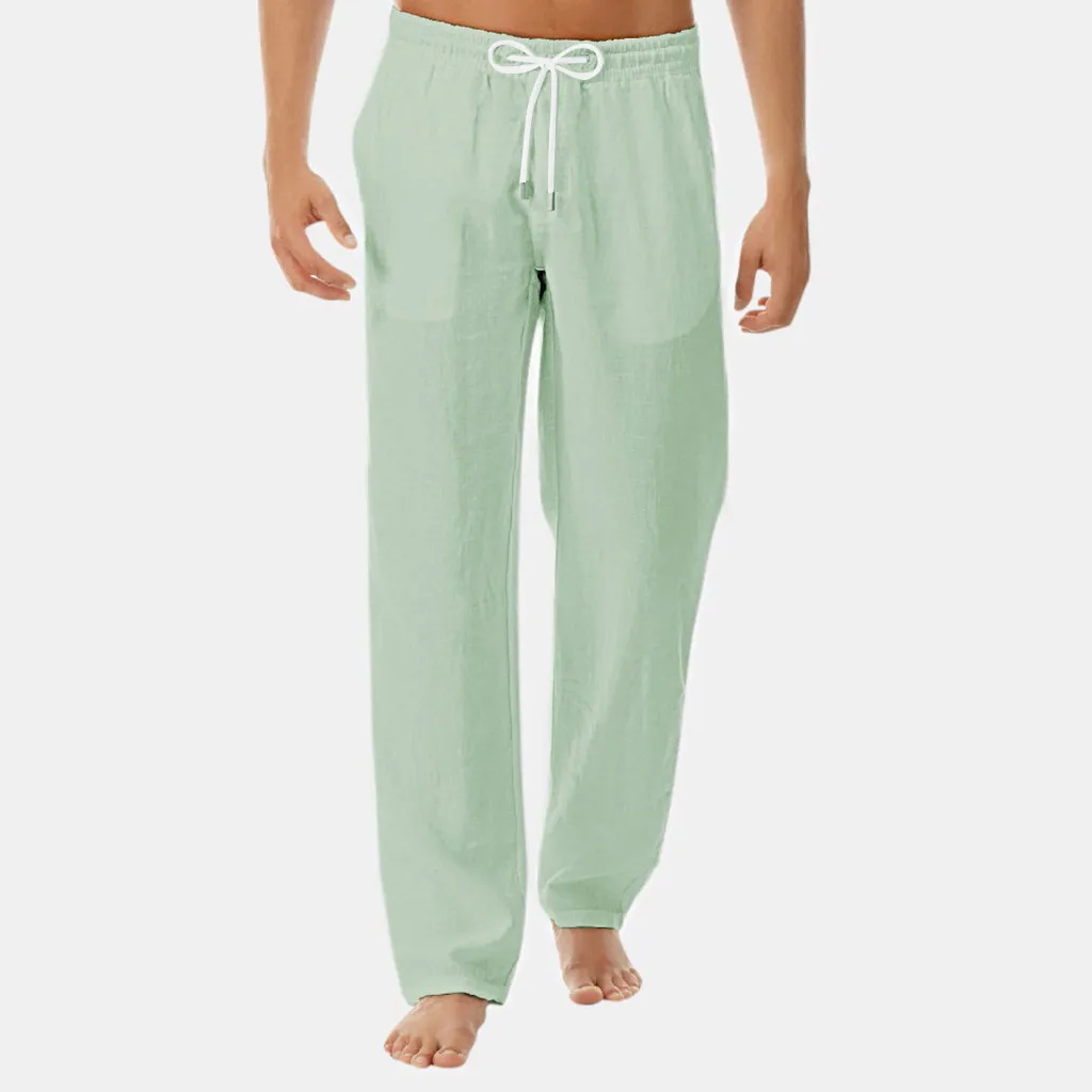 Men's Summer Pants New Style Simple And Fashionable Pure Cotton And Linen Trousers Daily Casual Fashion Pants Штаны Мужские 2021 1