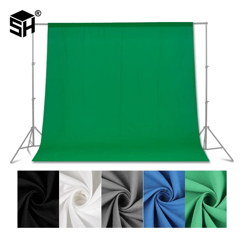 Günstig Green screen Fotografie Kulissen Grün Weiß Schwarz Blau Grau Muslin Polyester baumwolle Professionelle Hintergrund für foto Studio