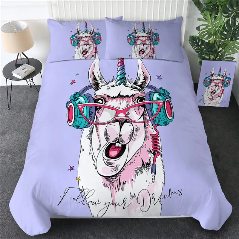 2 Постельные принадлежности Outlet Llama пододеяльник радужное стекло постельное белье розовый пузырь домашний текстиль Мультфильм Альпака Единорог постельное покрывало для детей - Цвет: 2