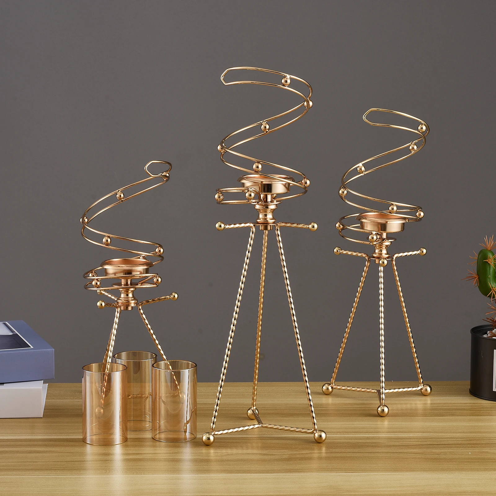 Antique Metal Candlestick Candle Holders Gold Wedding Party Decoration