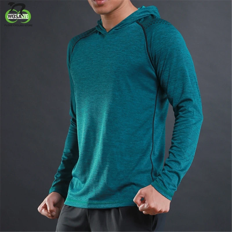 

WOSAWE Men GYM Shirts Hoodie Fitness Sweatshirt Quick-dry Men's Clothing Long-sleeve Training T-Shirt Sports Running Shirts