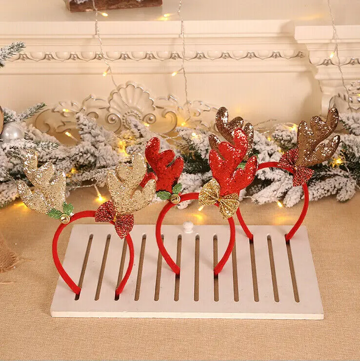 Happy Christmas Headbands Fancy Reindeer Antlers Hairband Xmas Kids Festive Party Decor Best Gift