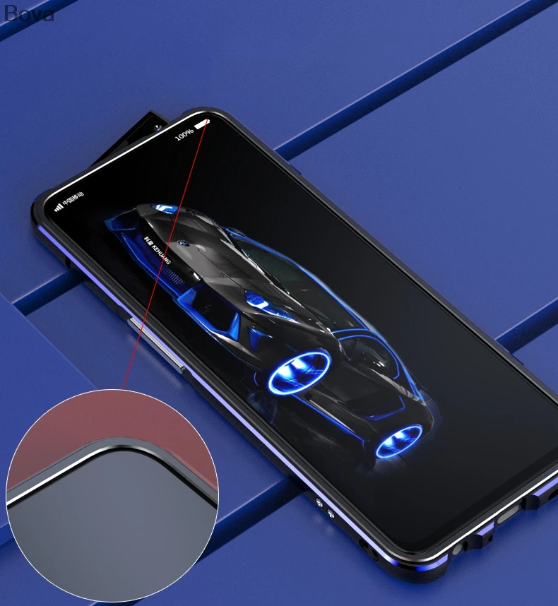 Чехол для OPPO Reno 2 роскошный Ультратонкий алюминиевый бампер Reno2 + пленка (1