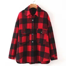 Fandy lokar, отложной воротник, шерстяное пальто для женщин, модные клетчатые куртки с принтом, женские элегантные пальто на пуговицах с карманами для женщин и девушек JG