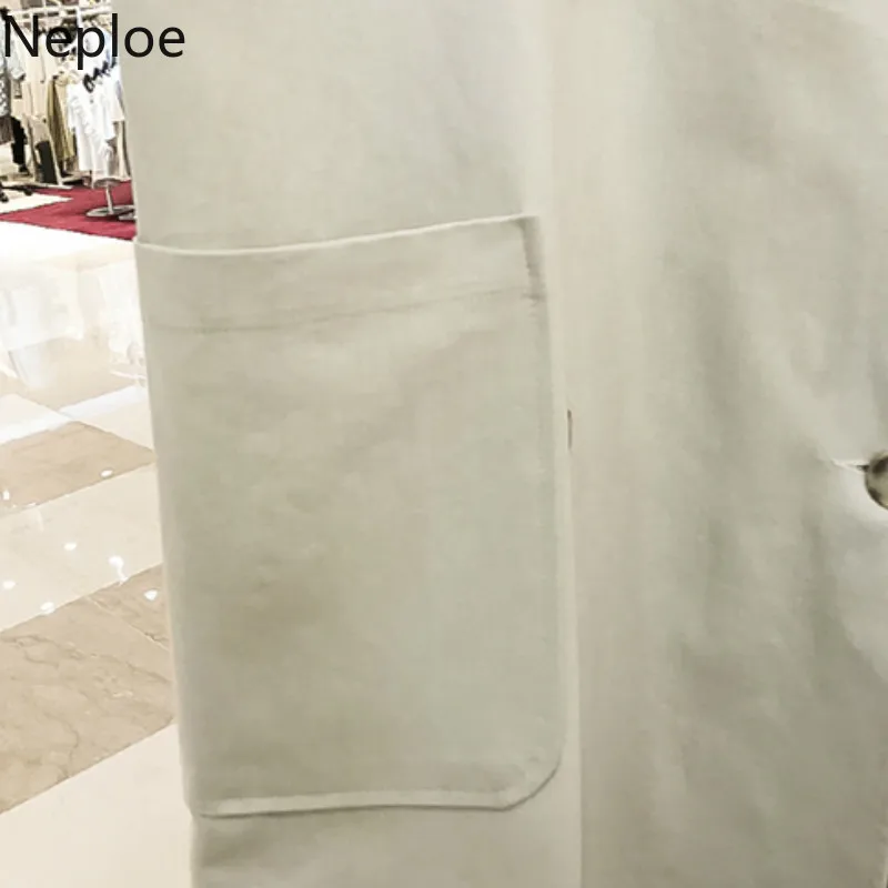 Женский Тренч с капюшоном Neploe повседневный прямой свободный средней длины Осень