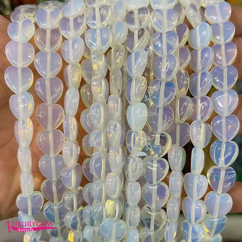 

Synthesis Transparent Opal Stone Loose Beads 10mm Smooth Heart Shape DIY Jewelry Accessories 38Pcs a3601
