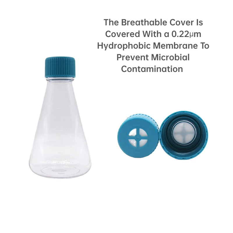 IKEME 1PCS Erlenmeyer Flask Cell Culture Flask 125 250 500 1000m E-Beam Sterile Bottle Filter Cover Hydrophobic Filter Membrane