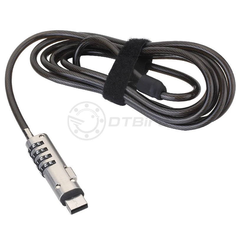 190 см длиной 5 мм Диаметр USB сталь Ноутбук безопасности 4 замок с цифровым шифром Цепной кабель Защита от кражи для USB