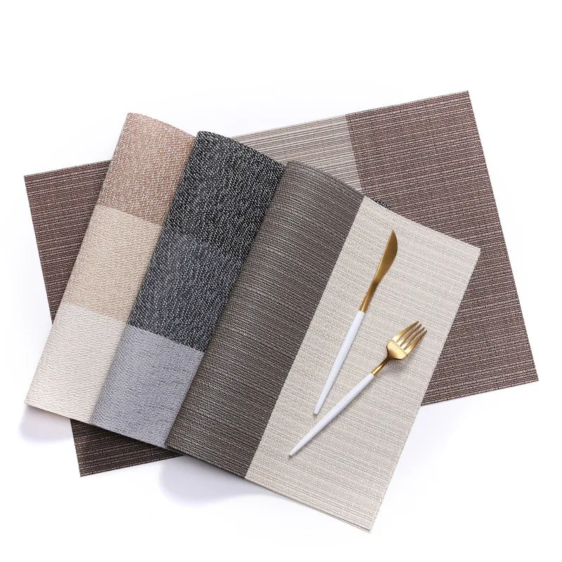 

1PC Japanese-style Teslin placemat environmentally friendly hotel solid color pvc western plain stripe 45*30 rectangle placemat