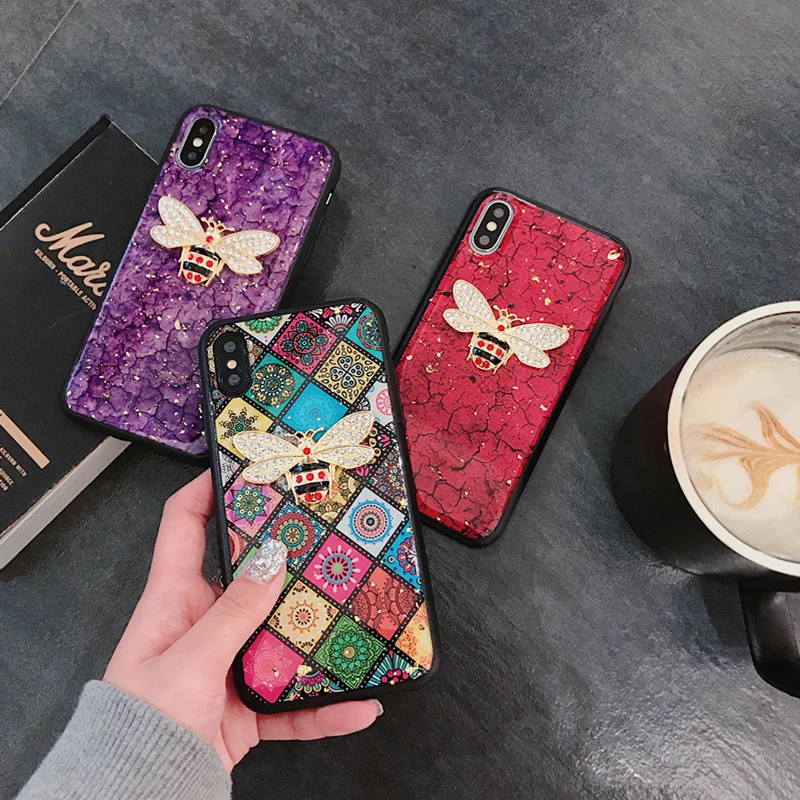 VOZRO Luxury 3D Shining Bee Phone Case For iPhone 7 8 Plus X XR XS Max 2