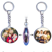 Porte-clés personnalisé Photo Double face, Cabochon en verre personnalisé, cadeau pour amoureux de la famille et bébé, chaînette en métal, DIY