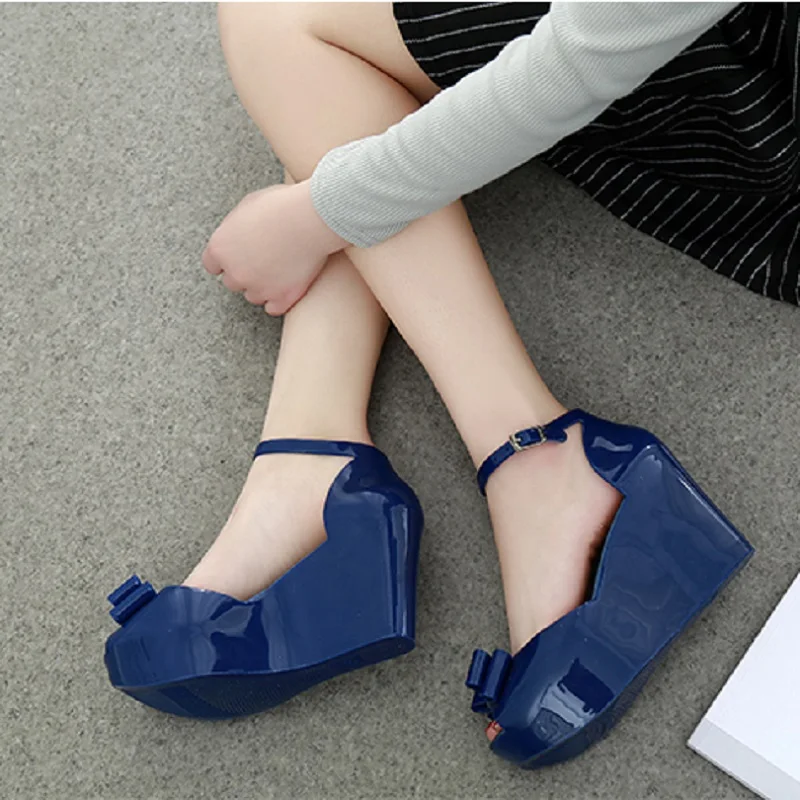 Г., летние модные женские пляжные сандалии с открытым носком женские прозрачные туфли на очень высоком каблуке и платформе, с ремешком вокруг щиколотки, с пряжкой и бантом, 190823
