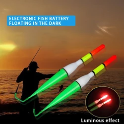 6Pcs Fishing Float Luminous Fishing Light Electron Drift Plastic Red LED Light Flas Vertical Buoy Soft Tail Fish Floating Float
