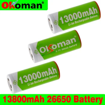 

2020 Okoman 26650 Battery 3.7v 13800mAh Rechargeable Li-ion Battery Usage for Flashlight rechargeable Battery