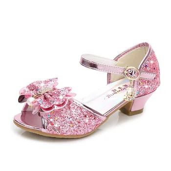 

Girls Sandals Rhinestone Butterfly Latin Dance Kids Shoes Children High Heel Princess Shoes Glitter Leather Party Dress Wedding