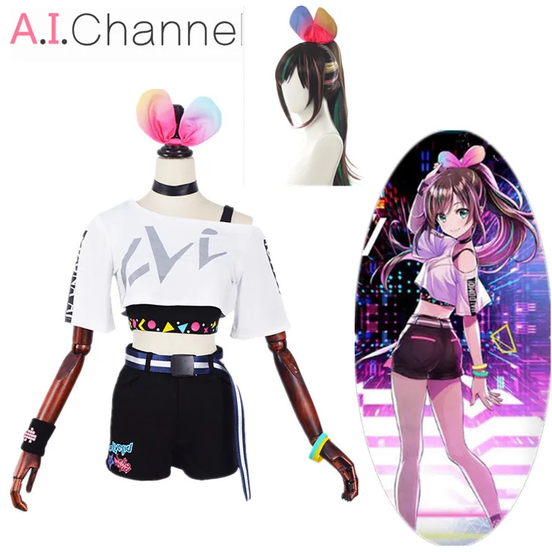 Kizuna AI костюм для косплея Vtuber Hello World First Anniversary костюмы A.I.Channel Хэллоуин