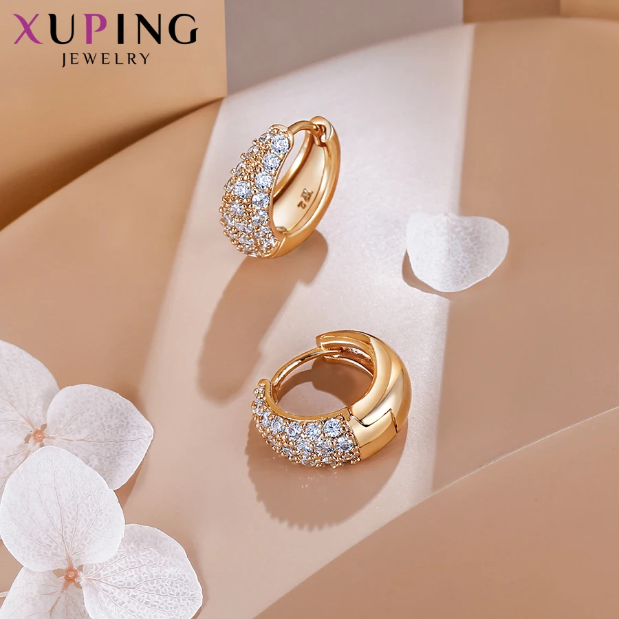 Модные серьги Xuping золотого цвета с синтетическим фианитом новый дизайн высокое