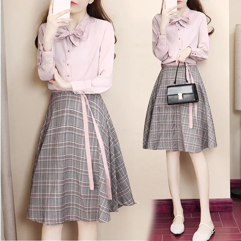 

2019 Korean-style Spring WOMEN'S Dress New Style Hipster Two-Piece Set France Non-mainstream Very Fairy of Dress Outfit