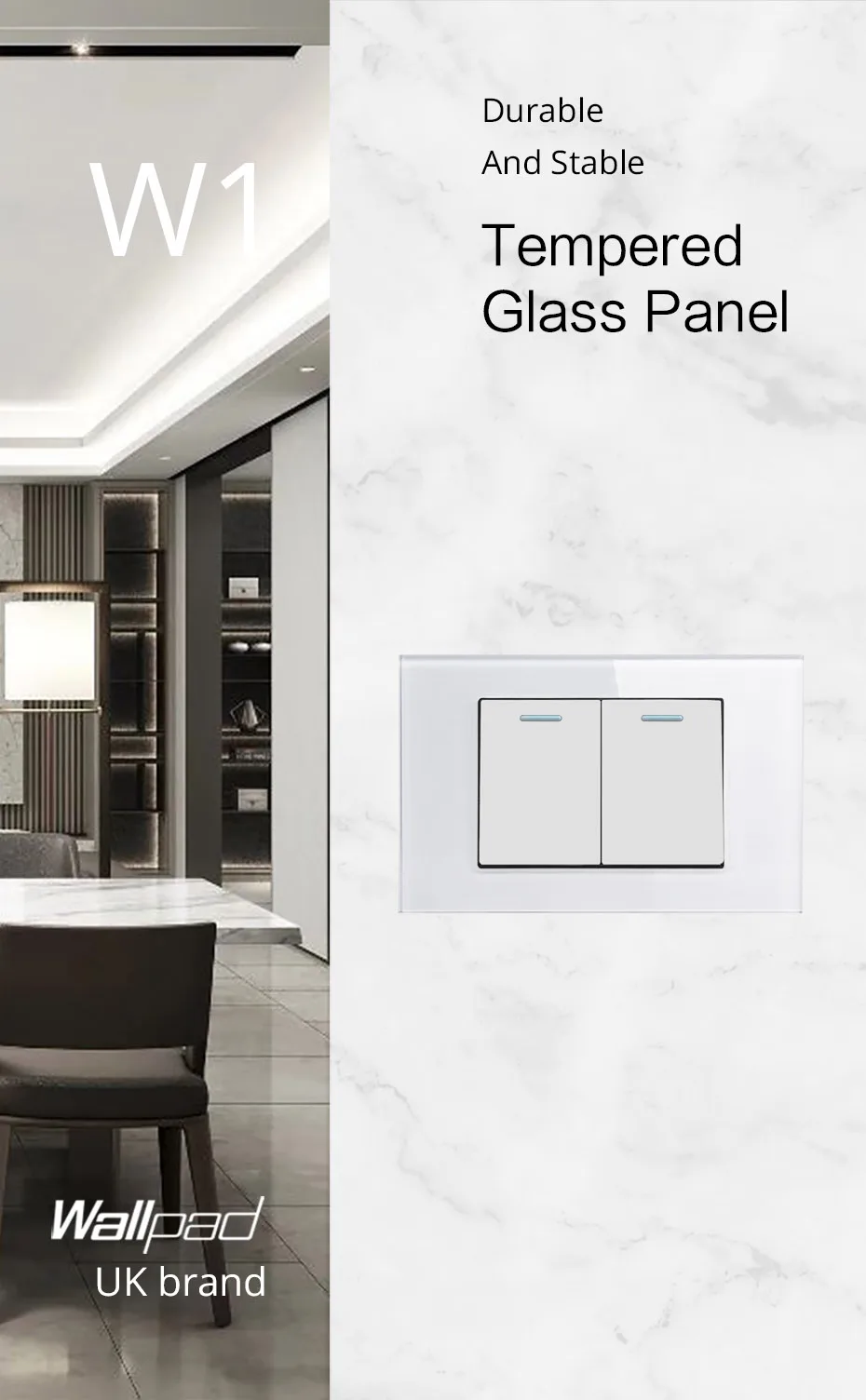 luz wallpad luxo vidro temperado painel rocker