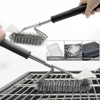 

Grill Brush And Scraper BBQ Cleaner Stainless Steel Wire Bristles With Long Handle Tools For Grill Barbecue Accessories