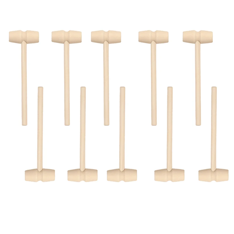 10Pcs Wooden Hammer Flat Head Small Gavel Kids Knock Educational Toys Gift