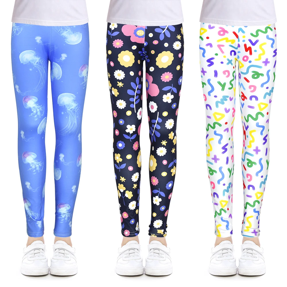 Girls pants SLAIXIU Print Flower Skinny Children Leggings For 4-12 Years Girl clothes Soft Girls leggings Pencil pants Cotton Kids trousers
