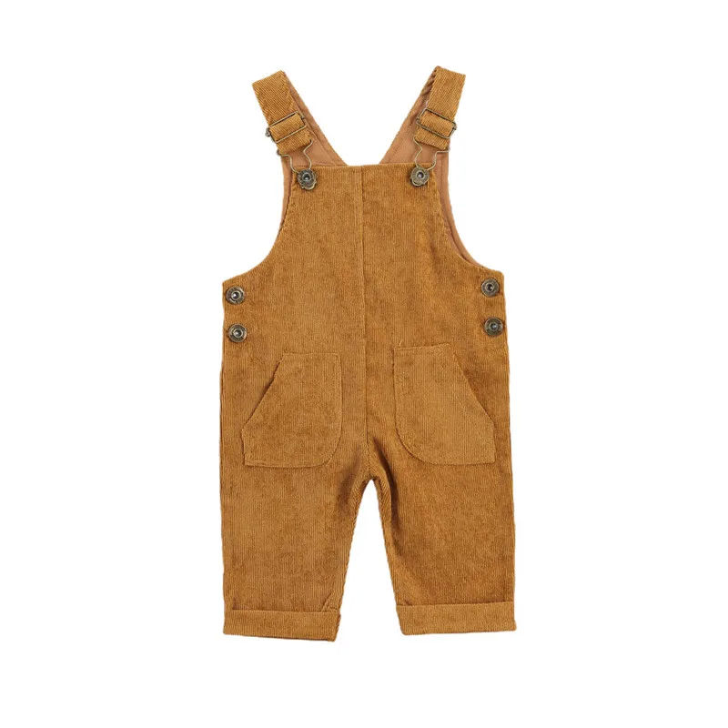 Toddler Baby Kids Boys Girls Overalls Autumn Newborn Baby Girls Corduroy Pocket Romper Jumpsuits Casual Bib Pants One-Pieces Baby Bodysuits comfotable Baby Rompers