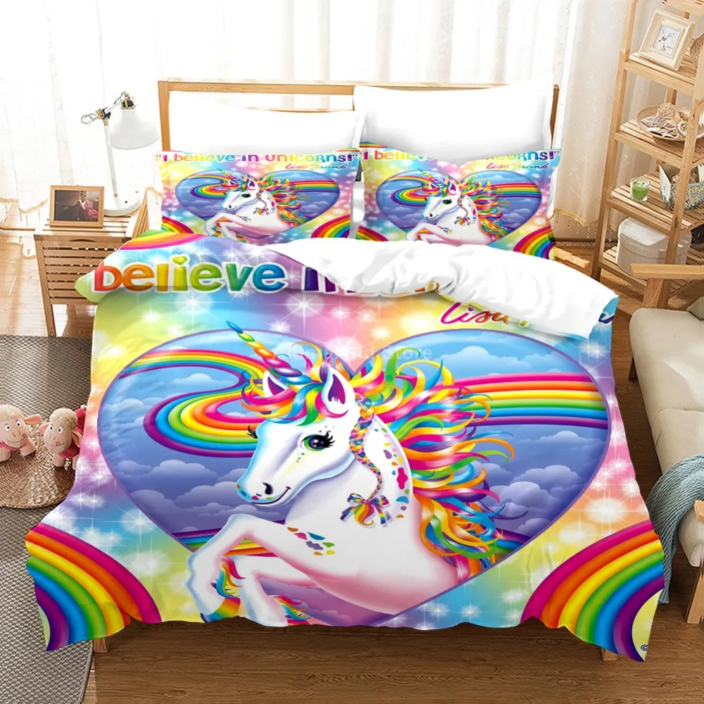 135 x 200 cm Set di biancheria da letto per bambini con unicorno motivo unicorno JXING 