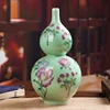 Ceramic Vase Peony Patteer Vase Peony Green Glaze Pastel Porcelain Home TV Cabinet Decoration Craft Ornaments 4