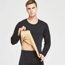 Одноцветный теплый мужской костюм с избыточным весом плюс бархатное Утепленное зимнее термобелье комплекты кальсоны термо одежда