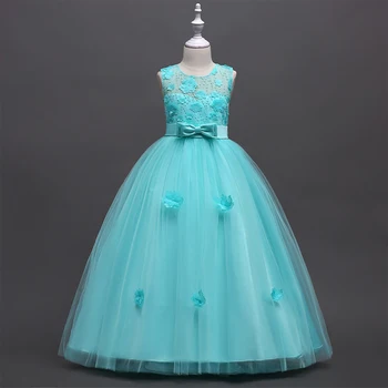 

2020 Summer Formal Long Evening Dress Kids Dresses For Girls Children Show Lace Princess Dress Girl Party Wedding Dress 6 Color