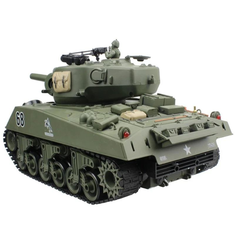 2.4G RC Tank USA Sherman M4A3 Chariot 15 Channel 1/20 Vehicle Main Battle Tank Model Christmas Gift US Plug