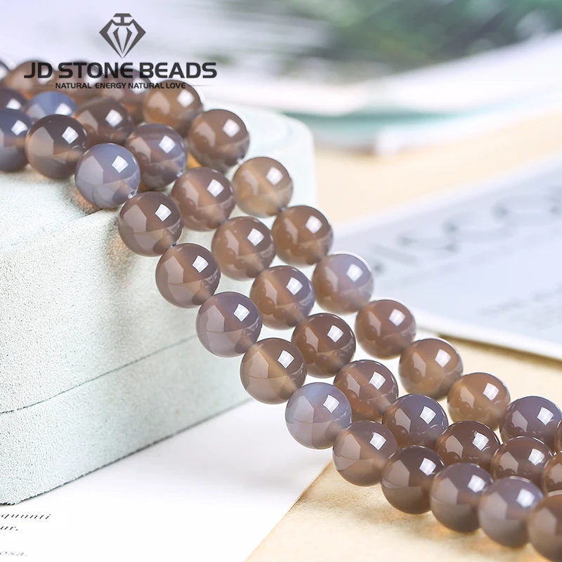 Матовая 5A 3A натурального серого агата Beads4/6/8/10/12/14 мм Гранёные с одной и плоские