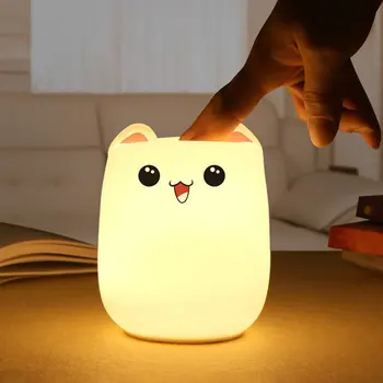 

Creative Cute Colorful Led Night Light Bear Silicone Pat Light Decompression Toy Gift Night Lights Gift Valentine'S Day
