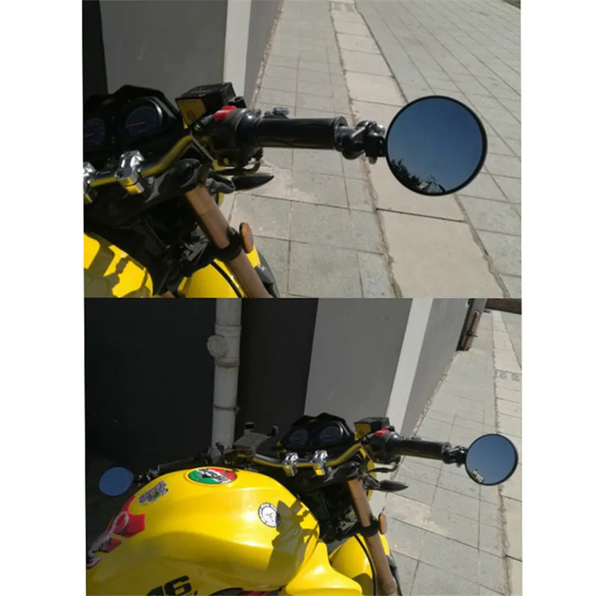 Черные мотоциклетные круглые 7/" боковые зеркала заднего вида для Bobber Кафе Racer 7/8"(около 22 мм) внутренний диаметр