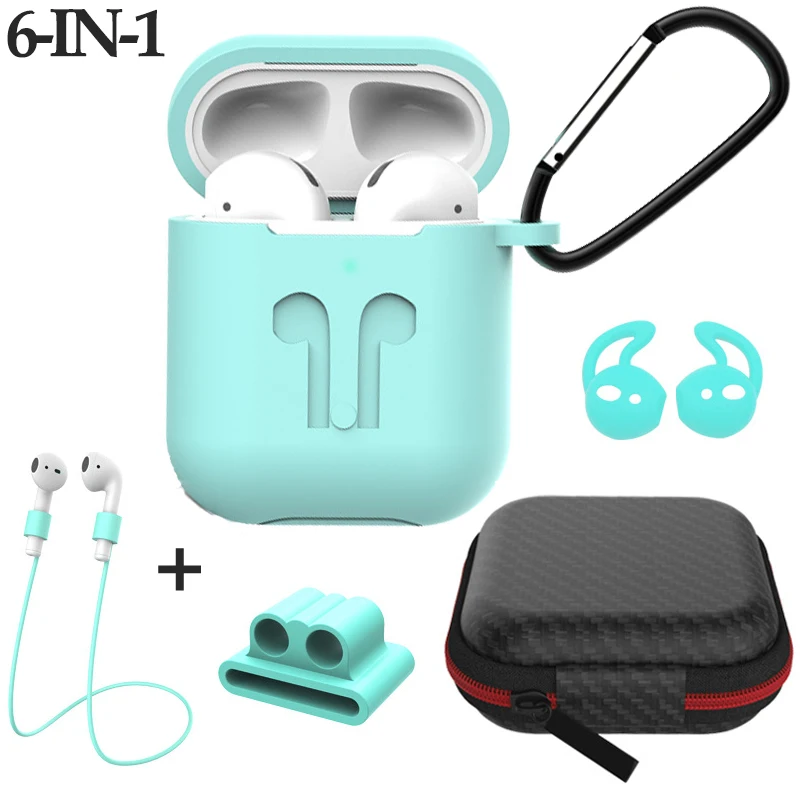 

Sports 6-IN-1 Cover for Headphones Airpods Protection Case Airpods 1/2 Box Earphone Case Bags Coque earpod Airpods Accessories