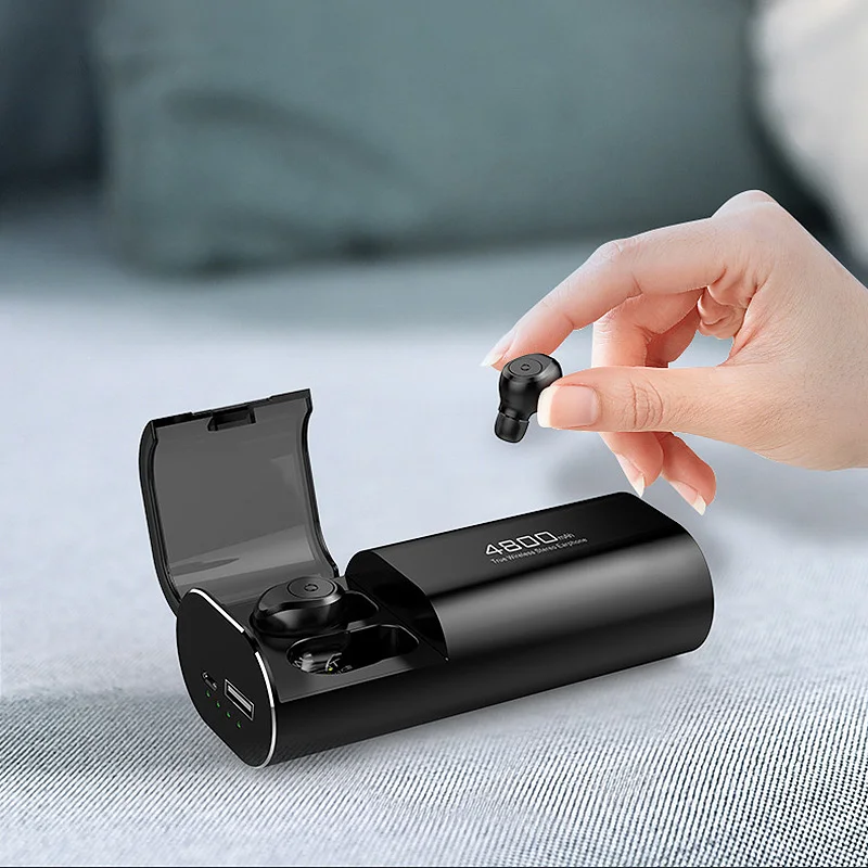 Wireless Bluetooth 5 0 Headphones with 4800MAh Charging Case As Power Bank with Mic USB Type C Cable TWS Stereo In Ear Earphon