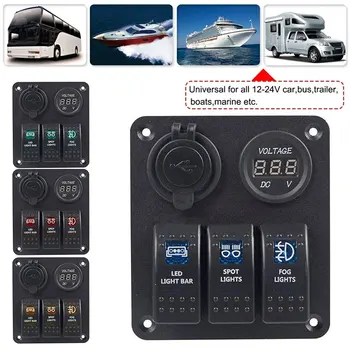 

Vehemo 3 Gang LED Car Switch RV Switch Panel Universal Toggle Switch Control Caravan Boat