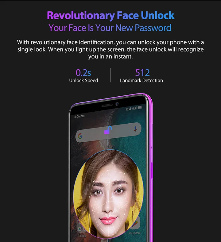 Ulefone P6000 Plus Android 9,0 6350 мАч смартфон 6,0 дюймов Face ID HD + Двойная камера Ouad Core 3 ГБ 32 ГБ Face ID4G LTE мобильный телефон