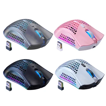 

2.4Ghz 1600DPI 7 Key RGB Rechargeable Hollowed Shell Gaming Mouse Wireless E-sports Pro Mice for FPS Games PUBG MOBA LOL