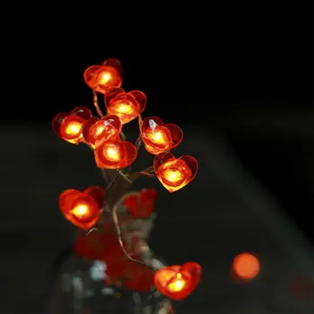 

Valentine's Day Home Decor Fairy String Lights Red Heart Shaped Lamp With Remote Powered By Battery