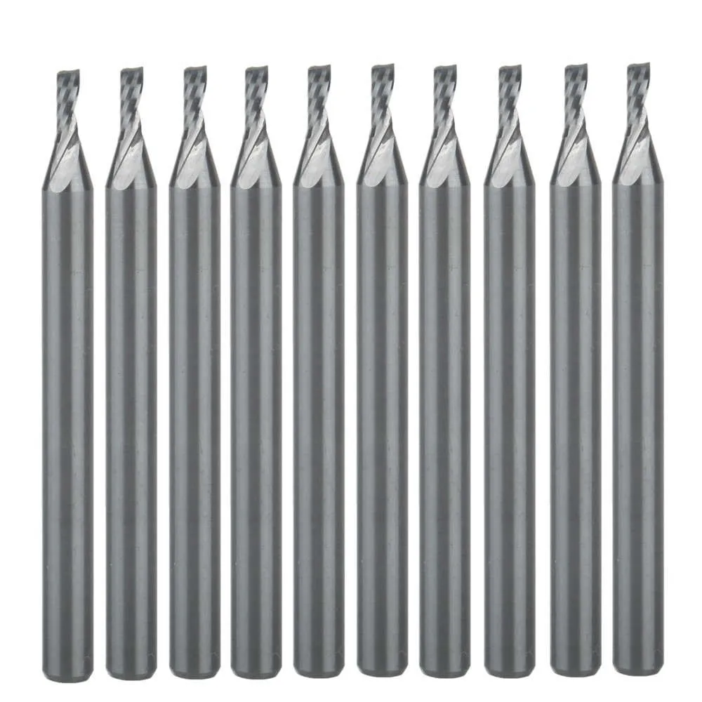 

10pcs 3.175*1.5*4MM Single Flute Bit Carbide End Mill Set, CNC Router End Mills for Wood Cutter Milling