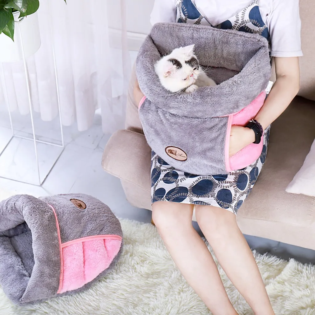 

Handheld Warm hands Comfortable Plush Kennel Dog cat Pet cute Tent House Kennel Winter Warm Nest Foldable Sleeping Mat Pad Bed